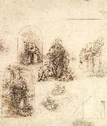 Leonardo  Da Vinci Studies for a Nativity Sweden oil painting artist